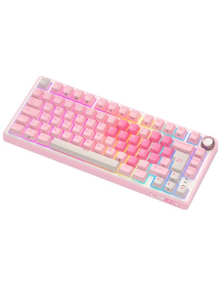 TECLADO GAMER ROYAL KLUDGE ( RK R75 ) PINK MELODY | CREAM SWITCH | CABLEADO | LED-RGB