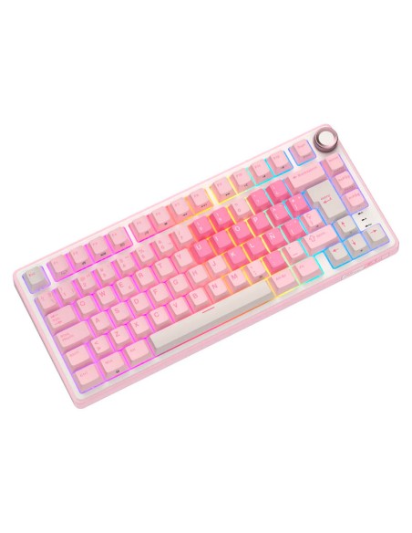 TECLADO GAMER ROYAL KLUDGE ( RK R75 ) PINK MELODY | CREAM SWITCH | CABLEADO | LED-RGB