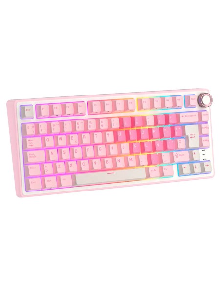 TECLADO GAMER ROYAL KLUDGE ( RK R75 ) PINK MELODY | CREAM SWITCH | CABLEADO | LED-RGB