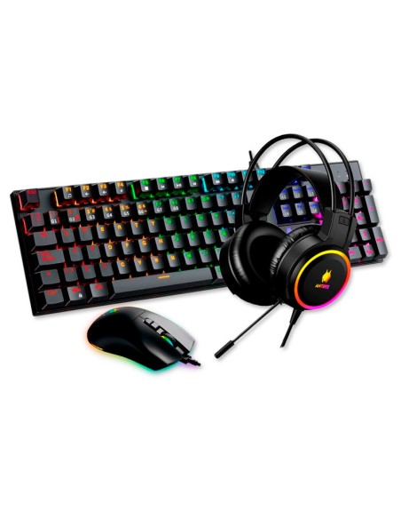 KIT GAMER ANTRYX GC-3100 X3 BLACK ( AGC-3100X3KRE-SP ) TECLADO + MOUSE + AUDIFONO | SWITCH ROJO