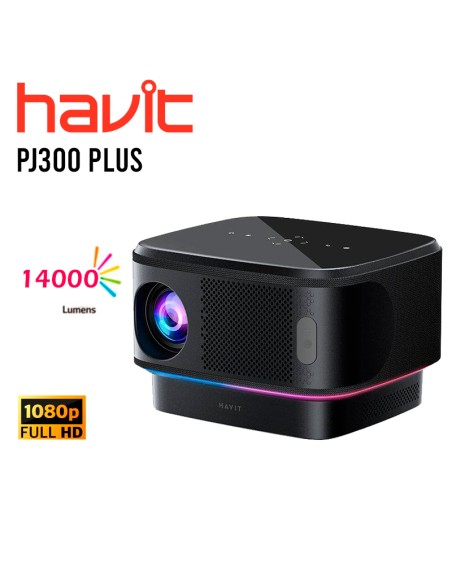 PROYECTOR HAVIT ( PJ300 PLUS ) 1920X1080 | 14000 LUMENES - 550 ANSI LUMENS | WIFI - BT | NEGRO