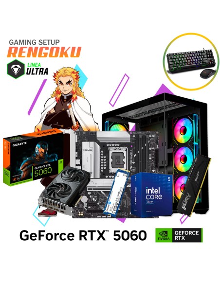SETUP GAMER RENGOKU ULTRA 5-225 16GB 1TB SSD GEFORCE RTX 5060 8GB + KIT RAPTOR