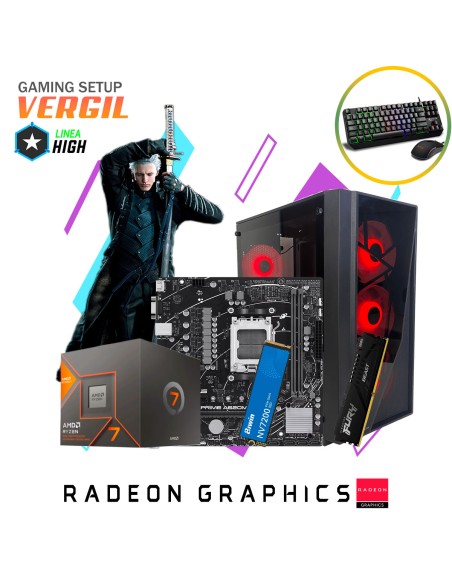SETUP GAMER VERGIL RYZEN 7-8700G 16GB 500GB SSD + KIT RAPTOR