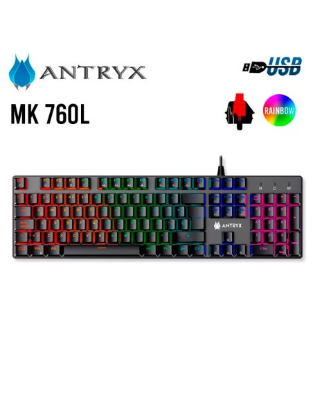 TECLADO GAMER ANTRYX MK 760L (AMK-760LKRE-SP) SWITCH- RED LED-RAINBOW