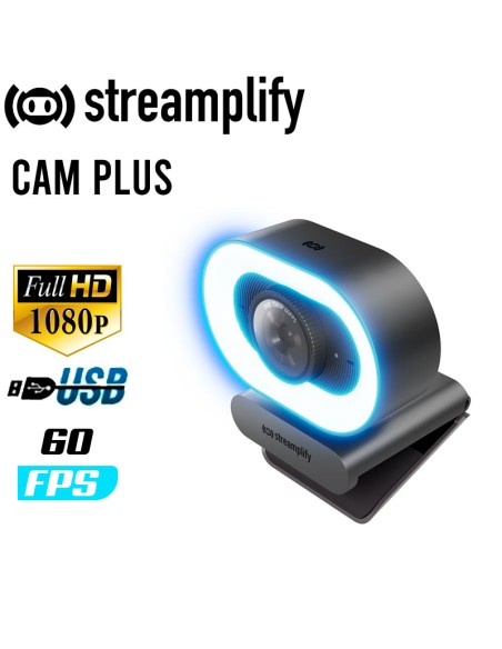 CAMARA WEB STREAMPLIFY CAM PLUS ( CAM-PLUS-FHD-2M60-BK ) 1080P - 60FPS | AUTO FOCUS | RING LIGHT