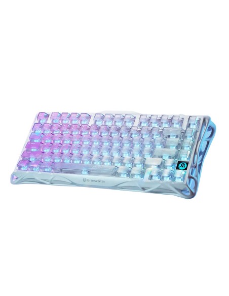 TECLADO GAMER GRAVASTAR MERCURY K1 LITE CRYSTAL AURORA (GSK1LITE-XTAL-AURORA) WIRELESS| SWITCH BSUN LINEAR| LED-RGB