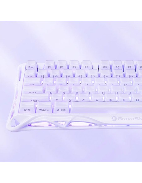TECLADO GAMER GRAVASTAR V75 HE LAVENDER PURPLE (GSV75-PL) CABLEADO| SWITCH HALL EFFECT| LED-RGB