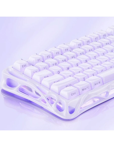 TECLADO GAMER GRAVASTAR V75 HE LAVENDER PURPLE (GSV75-PL) CABLEADO| SWITCH HALL EFFECT| LED-RGB
