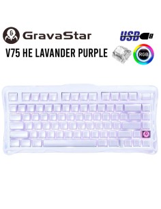 TECLADO GAMER GRAVASTAR V75 HE LAVENDER PURPLE (GSV75-PL)...