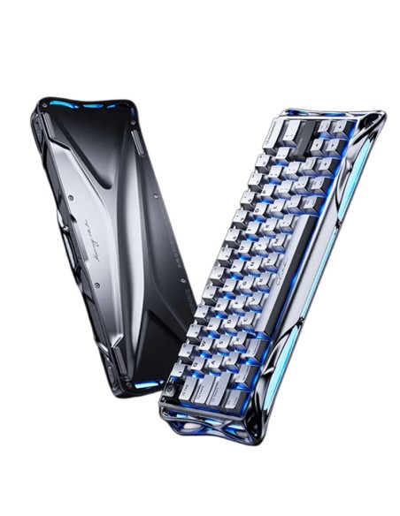 TECLADO GAMER GRAVASTAR V60 PRO HE (GSV60PRO-XTAL-SLV) CABLEADO| SWITCH UFO MAGNETICO|  LED-RGB