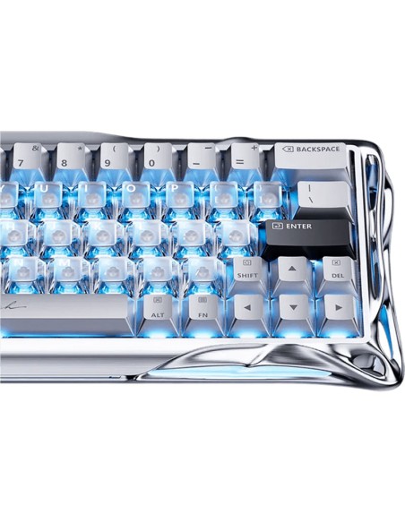 TECLADO GAMER GRAVASTAR V60 PRO HE (GSV60PRO-XTAL-SLV) CABLEADO| SWITCH UFO MAGNETICO|  LED-RGB