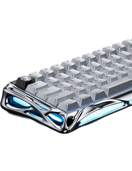 TECLADO GAMER GRAVASTAR V60 PRO HE (GSV60PRO-XTAL-SLV) CABLEADO| SWITCH UFO MAGNETICO|  LED-RGB