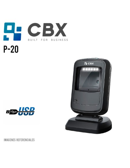 LECTOR DE CODIGO DE BARRAS CBX OMNIDIRECCIONAL (P-20) 2D|USB|NEGRO