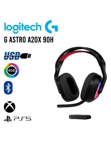 AUDIFONO GAMER LOGITECH G ASTRO A20X 90H LIGHTSPEED (939-002246) LIGHTSYNC RGB|BLUETOOTH|PC|XBOX|PS5|NEGRO