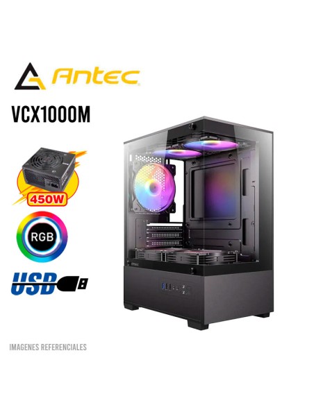 CASE GAMER ANTEC VCX100M ( VCX100M/450 ) 450W | VIDRIO TEMPLADO | LED-ARGB