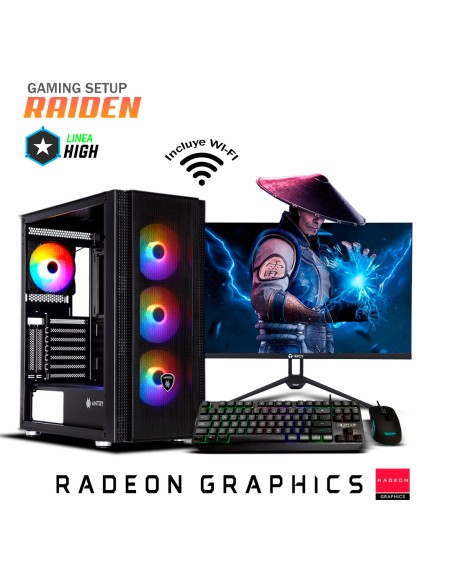 PC GAMER RAIDEN RYZEN 5 5600GT OEM 16GB 512GB SSD +  MONITOR 23.8 FHD + KIT RAPTOR