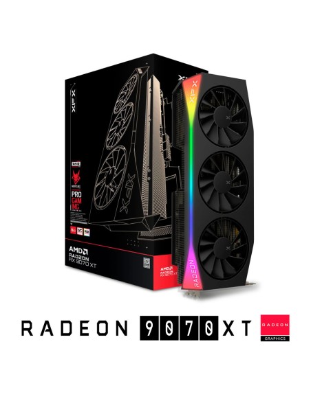 TARJETA DE VIDEO XFX AMD RADEON RX 9070XT 16GB MERCURY OC (RX-97TRGBBB9) GDDR6|256BITS