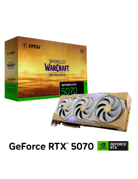 TARJETA DE VIDEO MSI GEFORCE RTX 5070 12GB GDDR7 WORLD OF WARCRAFT MIDNIGHT LIGHT EDITION OC (G507012WMLEC)192BIT