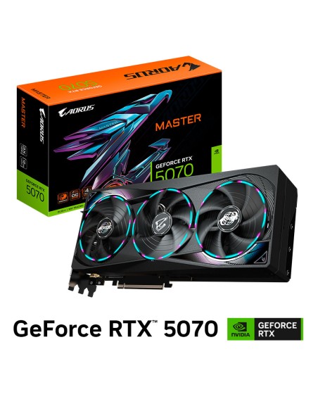 TARJETA DE VIDEO GIGABYTE RTX 5070 12GB GDDR7 AORUS MASTER GDDR7 (GV-N5070AORUS M-12GD) 192 BIT