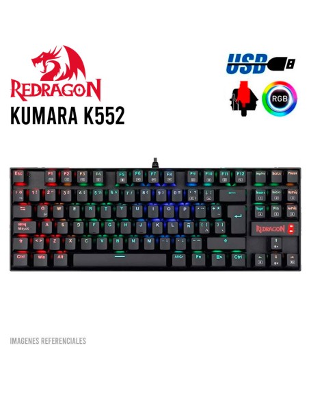 TECLADO GAMER REDRAGON KUMARA ( K552RGB-1 SP ) BLACK | SWITCH RED | LED-RGB