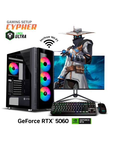 PC GAMER CYPHER I5-12400F 16GB 512GB SSD GEFORCE RTX 5060 + 23.8 FHD 144HZ + KIT RAPTOR