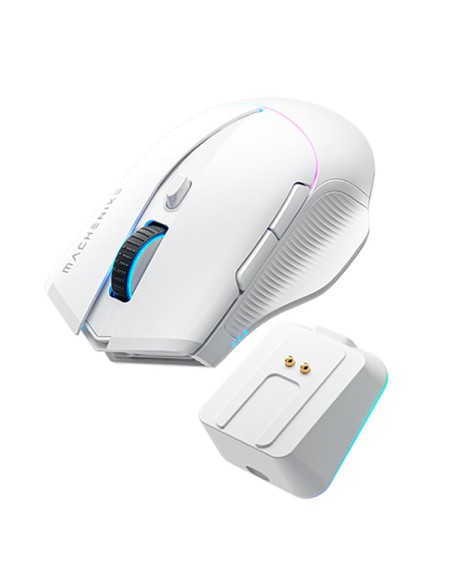 MOUSE GAMER MACHENIKE L8 PRO 8K WHITE ( L8 PRO 8K ) SENSOR PAW3395 | WIRED - WIRELESS 2.4GHZ + BASE DE CARGA | LED-RGB