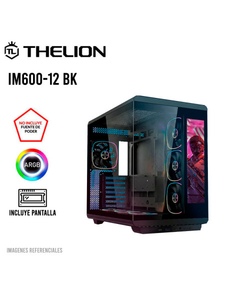 CASE GAMER THELION (IM600-12 BK)| S/FUENTE| VIDRIO TEMPLADO |12" LCD |7 FAN ARGB