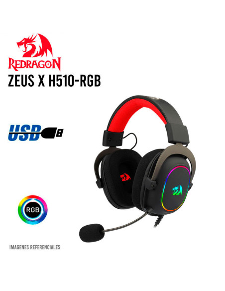 AUDIFONO GAMER REDRAGON ZEUS X ( H510-RGB ) 7.1 VIRTUAL | LED-RGB | USB | BLACK