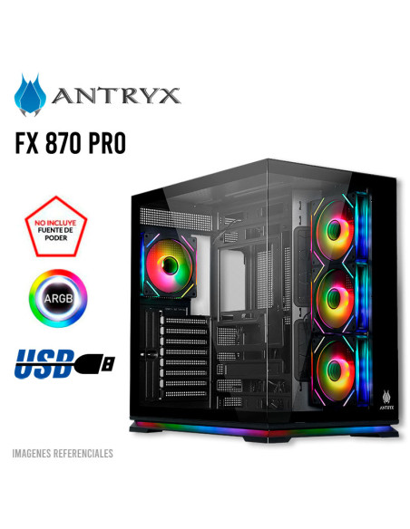 CASE ANTRYX FX 870 PRO BLACK (AC-FX870PK) S/FUENTE VIDRIO TEMPLADO 4 FAN ARGB