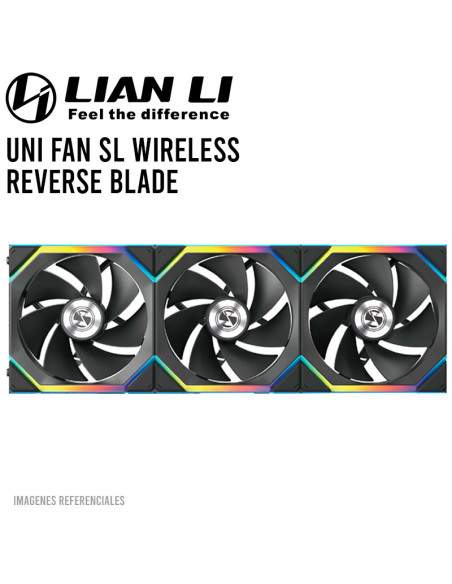 COOLER CASE LIAN LI UNI FAN SL WIRELESS REVERSE BLADE BLACK 120MM ARGB PACK 3 EN 1 ( 12RSL1W3B )