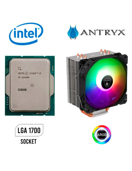 COMBO PROCESADOR INTEL I5-14400 + COOLER PROCESADOR ANTRYX MIRAGE 410 ARGB
