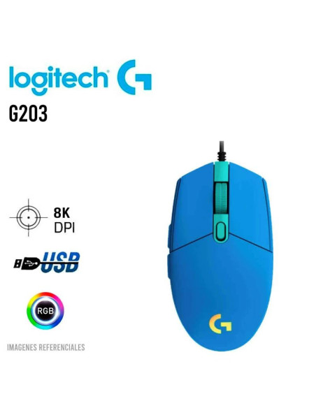 MOUSE GAMER LOGITECH G203 BLUE LIGHTSYNC ( 910-005795 ) 8000 DPI | LED-RGB