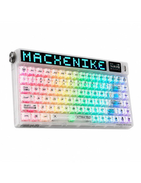 TECLADO GAMER MACHENIKE KT84 (KT84-B84W) SWITCH GATERON WHITE| WIRED-2.4G-BT| WHITE