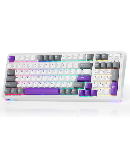 TECLADO GAMER MACHENIKE KG98 (KG98) SWITCH PURPLE-GOLD| WIRED-2.4G-BT| PURPLE