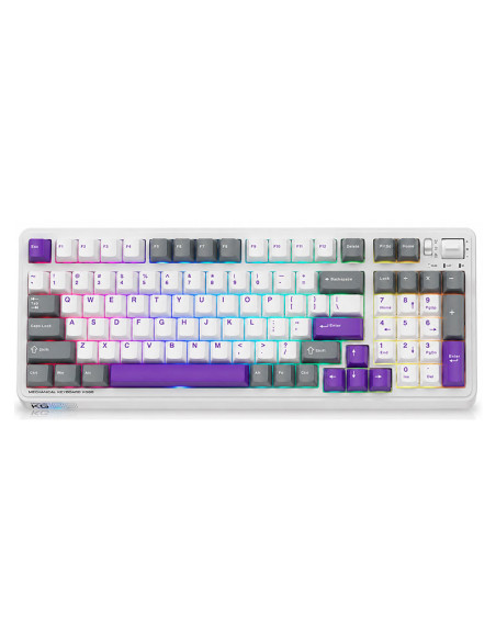 TECLADO GAMER MACHENIKE KG98 (KG98) SWITCH PURPLE-GOLD| WIRED-2.4G-BT| PURPLE