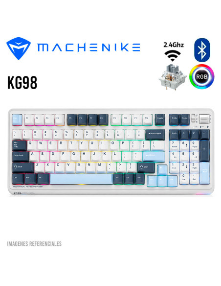 TECLADO GAMER MACHENIKE KG98 (KG98) SWITCH GR SILVER| WIRED-BT| BLUE