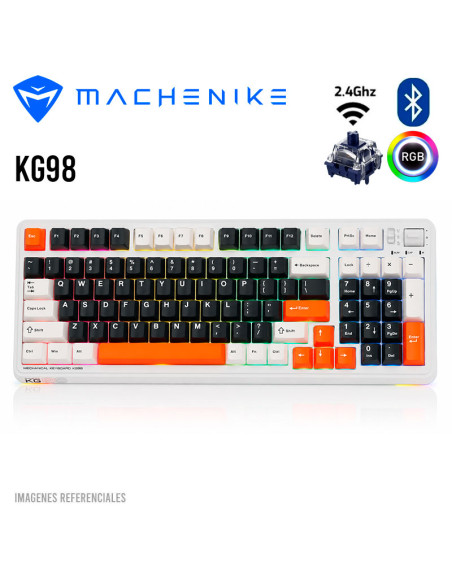 TECLADO GAMER MACHENIKE KG98 (KG98) SWITCH DEEP BLUE| WIRED-2.4G-BT| ORANGE
