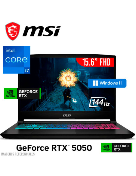 LAPTOP GAMER MSI KATANA 15 HX B14WEK-001US I7-14650HX 16GB 512GB SSD GEFORCE RTX 5050 8GB 15.6 FHD 144HZ WINDOWS 11