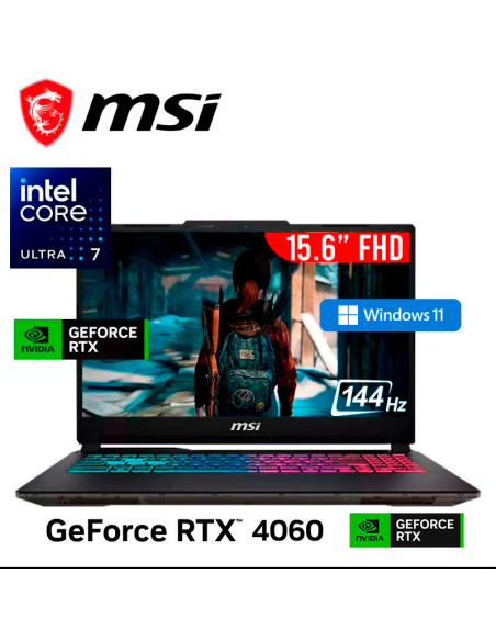 LAPTOP GAMER MSI CYBORG 15 A1VFK-210PE ULTRA 7-155H 16GB DDR5 512GB SSD GEFORCE RTX 4060 8GB 15.6 FHD 144HZ WINDOWS 11