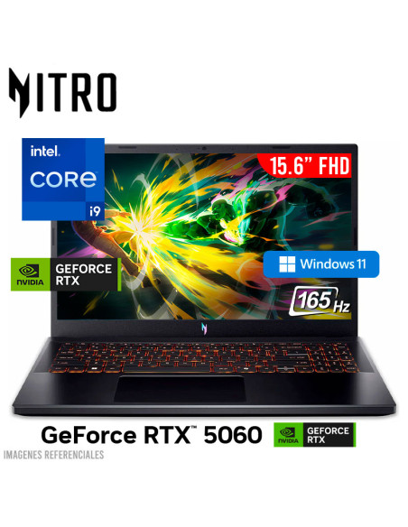 LAPTOP GAMER ACER NITROV ANV15-52-98KV I9-13900H 16GB 1TB SSD GEFORCE RTX 5060 8GB 15.6 FHD WINDOWS 11 (NH.U1NAA.001)