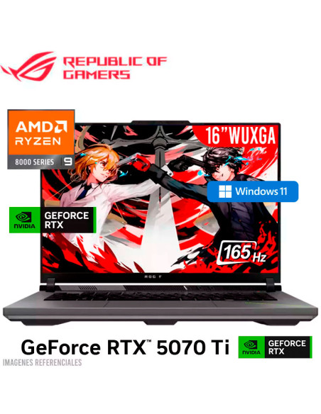LAPTOP GAMER ASUS ROG STRIX G614PR-G16.R95070TI RYZEN 9-8940HX 16GB 1TB SSD GEFORCE RTX 5070 TI 12GB 16 WUXGA 165HZ WINDOWS 11
