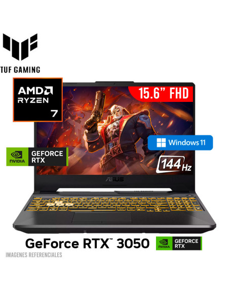 LAPTOP GAMER ASUS TUF A15 FA506NCQ-HN013W R7-170 16GB 512GB SSD RTX 3050 4GB 15.6 FHD WINDOWS 11 (90NR0QE7-M000E0)
