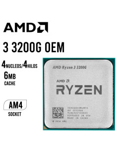 PROCESADOR AMD RYZEN 3 3200G OEM (YD3200C5FHBOX) 3.6GHZ...