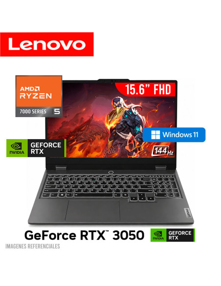 LAPTOP GAMER LENOVO LOQ 15ARP9 RYZEN 5-7235HS 12GB 512GB SSD RTX 3050 6GB 15.6" FHD WINDOWS 11 (83JC005RLM)