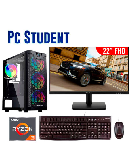 COMPUTADORA STUDENT RYZEN 3-3200G 8GB 512GB SSD + 22 FHD 120HZ + KIT MK120