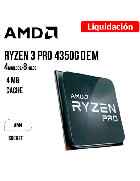 PROCESADOR AMD RYZEN 3 PRO 4350G 3.8GHZ (100-100000148MPK) OEM