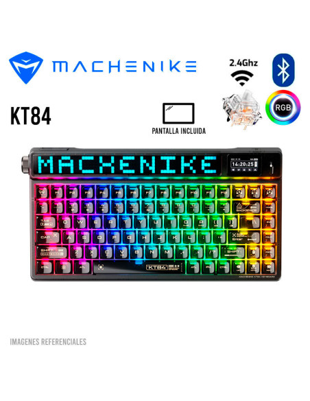 TECLADO GAMER MACHENIKE KT84 (KT84-B84W) SWITCH GATERON WHITE| WIRED-2.4G-BT| BLACK