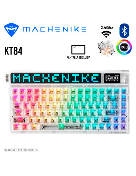 TECLADO GAMER MACHENIKE KT84 (KT84-B84W) SWITCH GATERON WHITE| WIRED-2.4G-BT| WHITE