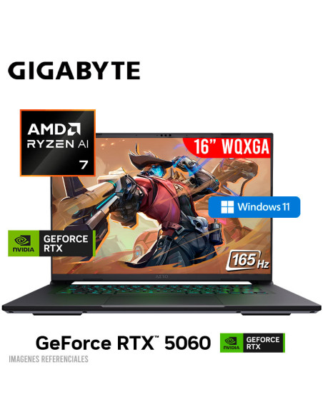 LAPTOP GAMER GIGABYTE AERO X16 1VH 93LAC94DH RYZEN AI 7 350 16GB 1TB SSD GEFORCE RTX 5060 8GB 16 WQXGA 165HZ WINDOWS 11