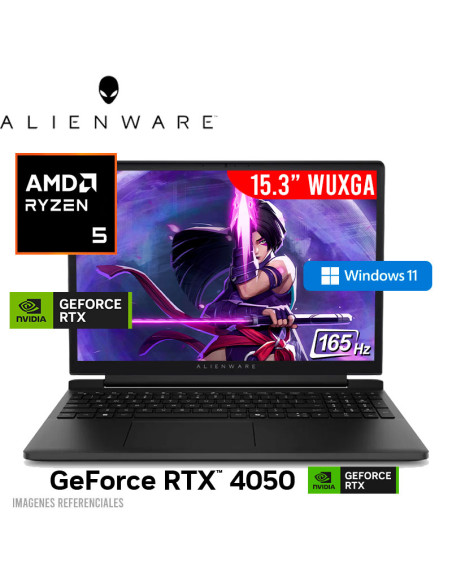 LAPTOP GAMER DELL ALIENWARE DA15265 AURORA GAMING RYZEN 5 220 16GB DDR5 512GB SSD GEFORCE RTX 4050 6GB 15.3 WUXGA 165HZ WINDOWS